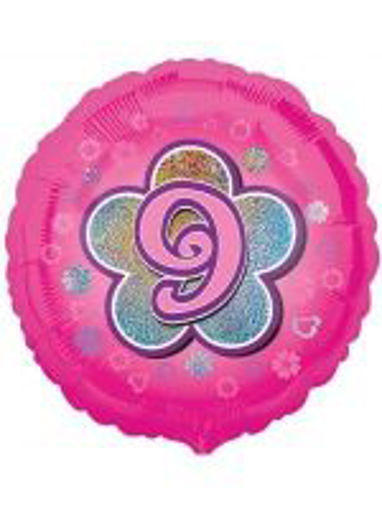 Picture of PINK FLOWERS FOIL BALLOON  9 HOLOGRAPHIC 18 INCH